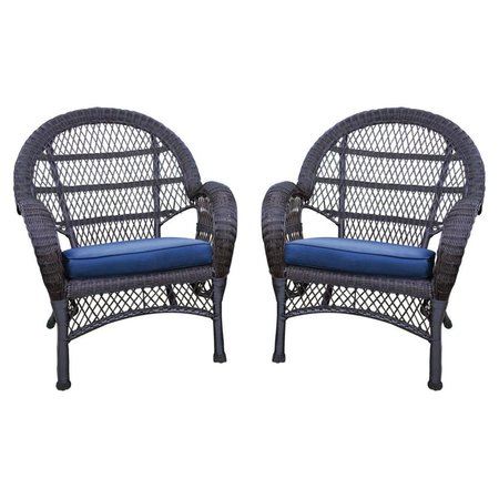 PROPATION W00208-C-4-FS011-CS Espresso Wicker Chair with Blue Cushion PR1081347